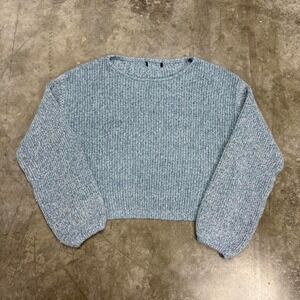 Women's Blue Cropped Knit Sweater Size S